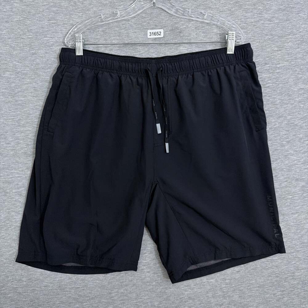 MUNICIPAL Mens Size XL Black Lined Athletic Training Shorts 8" Inseam